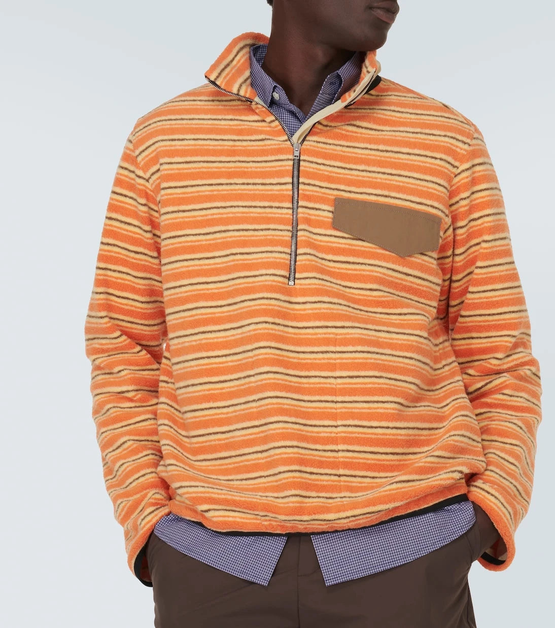 Ranra - Kragi striped cotton half-zip sweater