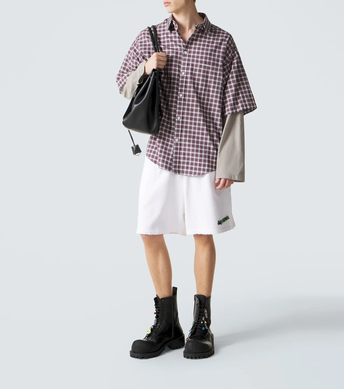 Balenciaga - شورت برمودا قطني بشعار العلامة