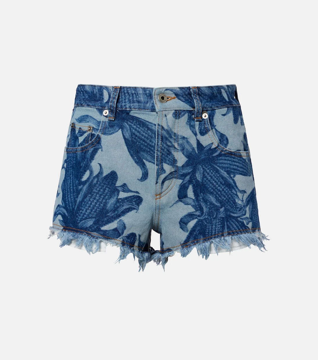 Loewe - شورت دنيم مطبوع مهترئ من مجموعة Paula's Ibiza