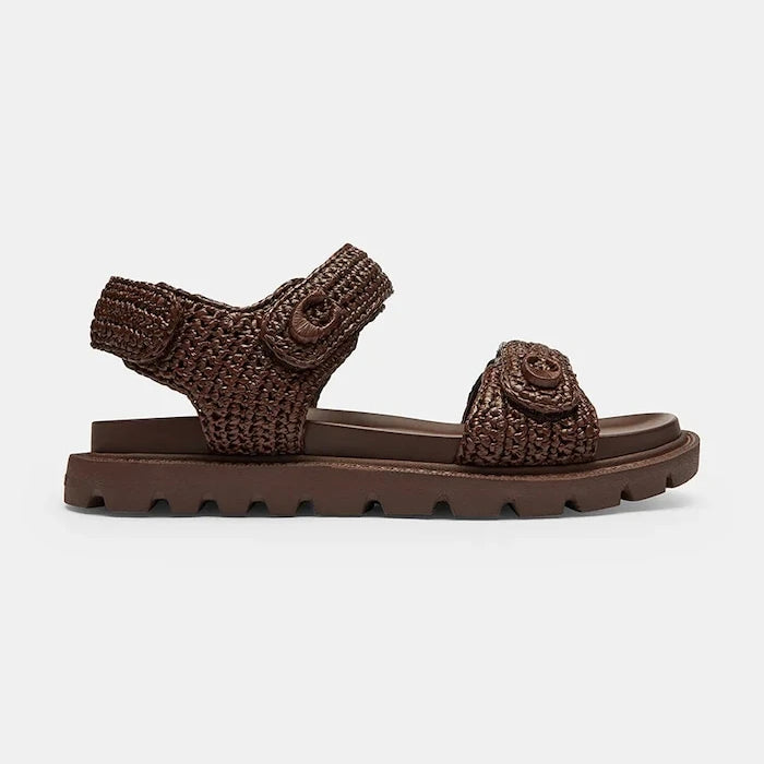 Coach Kadın Düz Taban Deri Brynn Raffia Sandal
