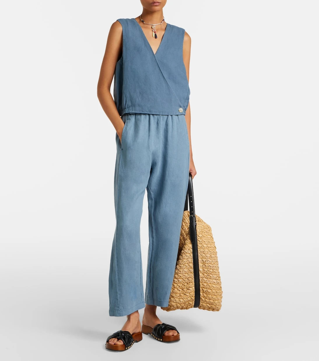Velvet - Celine linen wide-leg pants