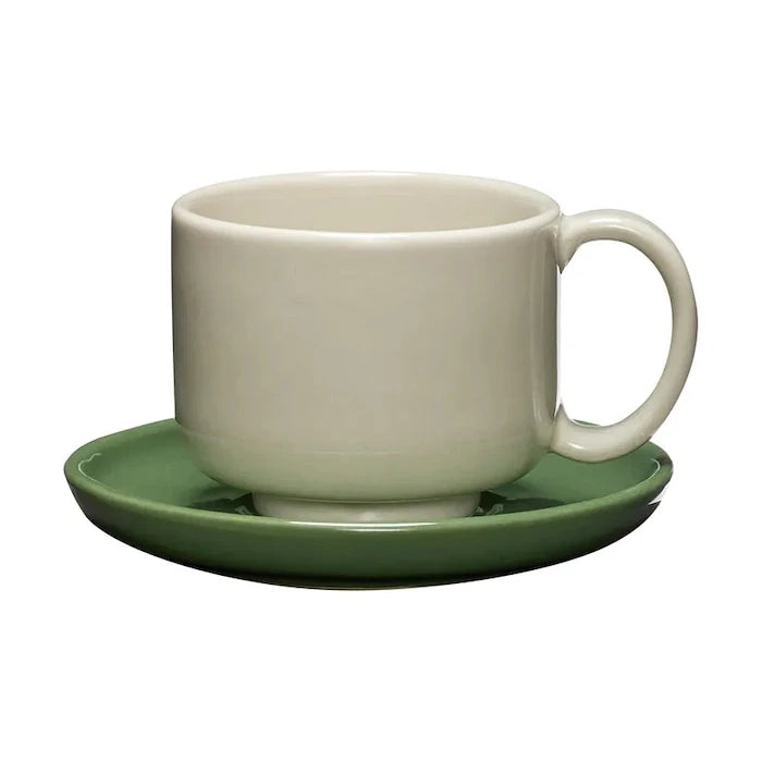 Hübsch porselen fincan ve tabaklı stoneware 9 x 6, 13 x 3 cm