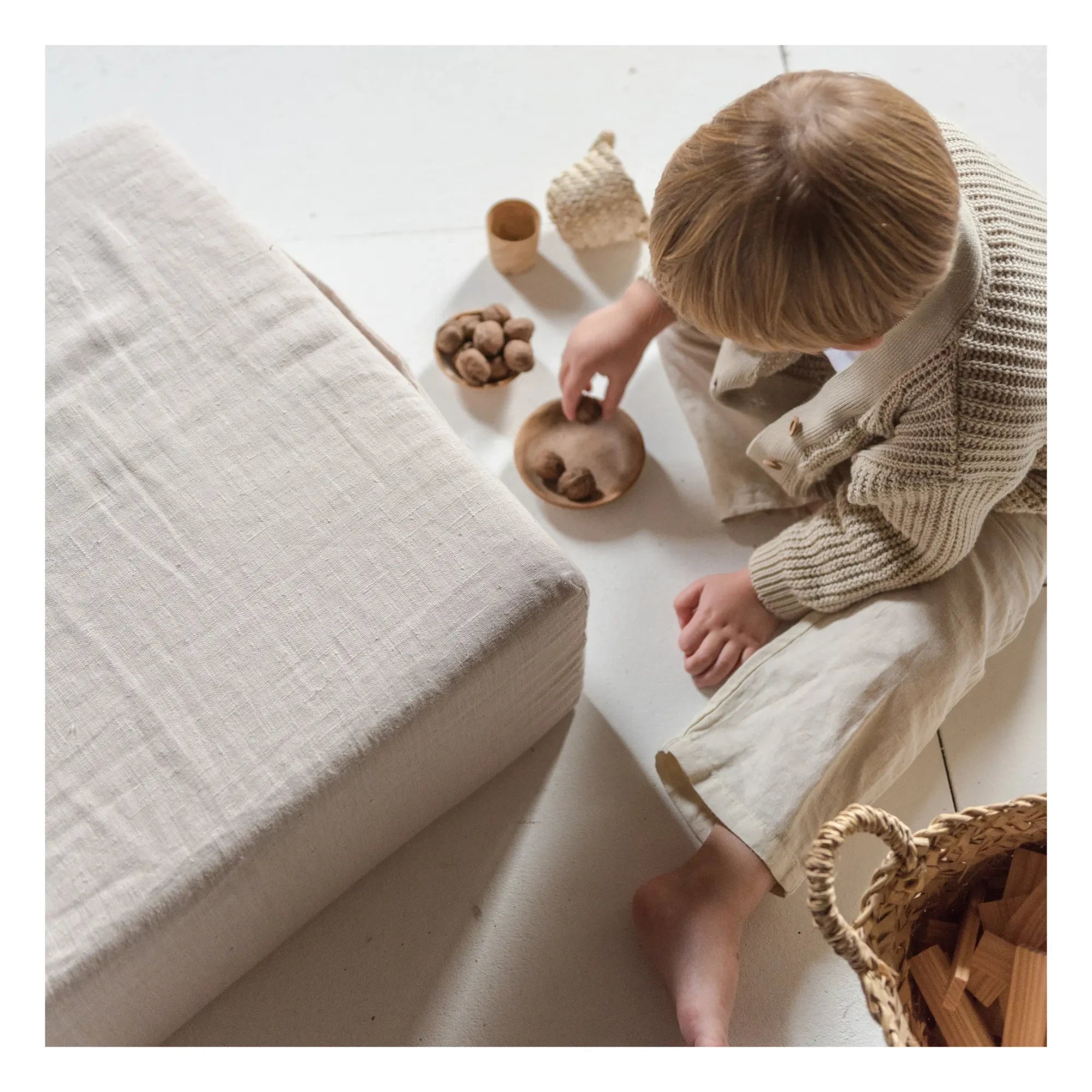 Maison BABA - BABA Washed Linen Pouf | Pale Pink