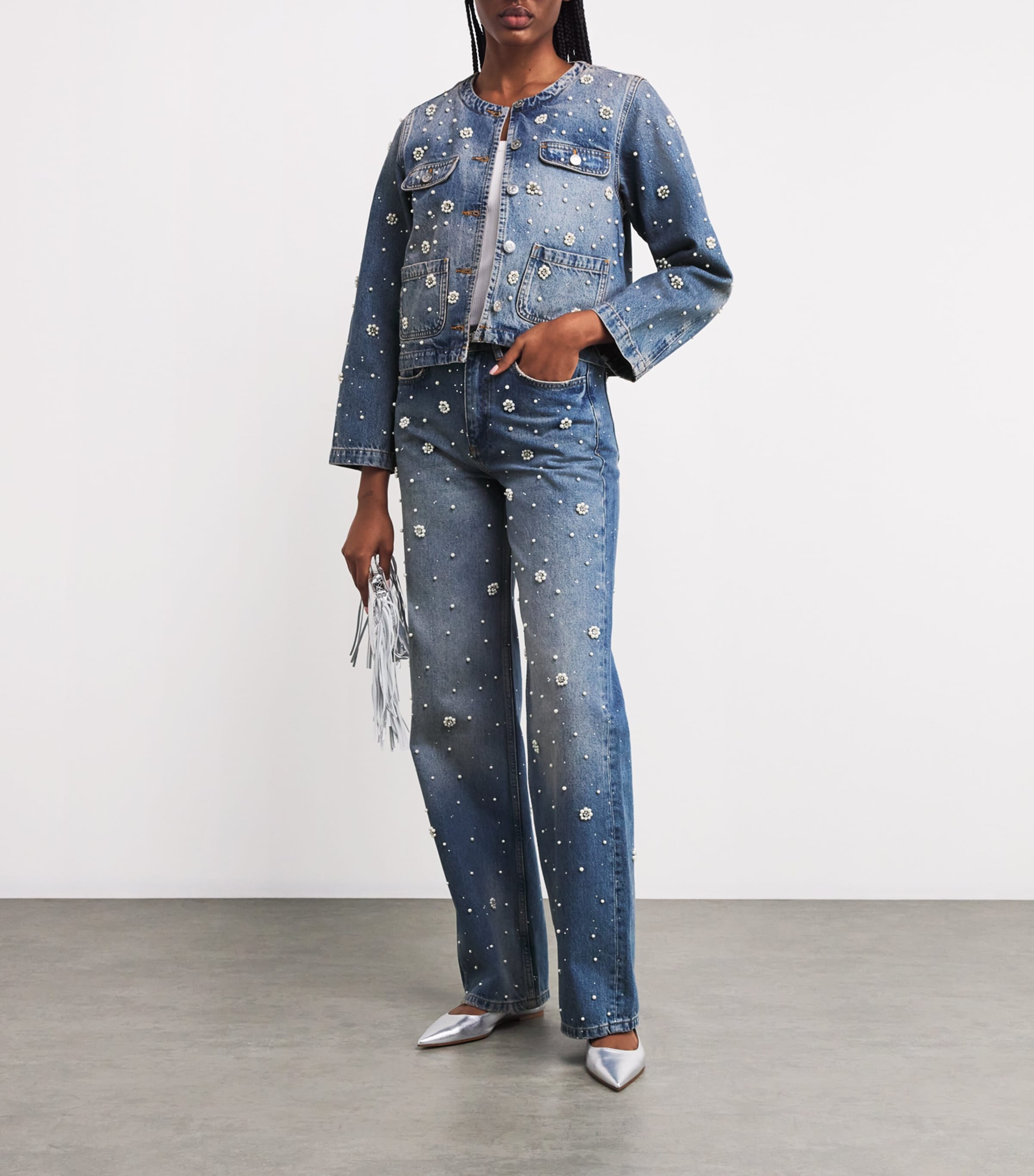 Blue Denim Embellished Jacket