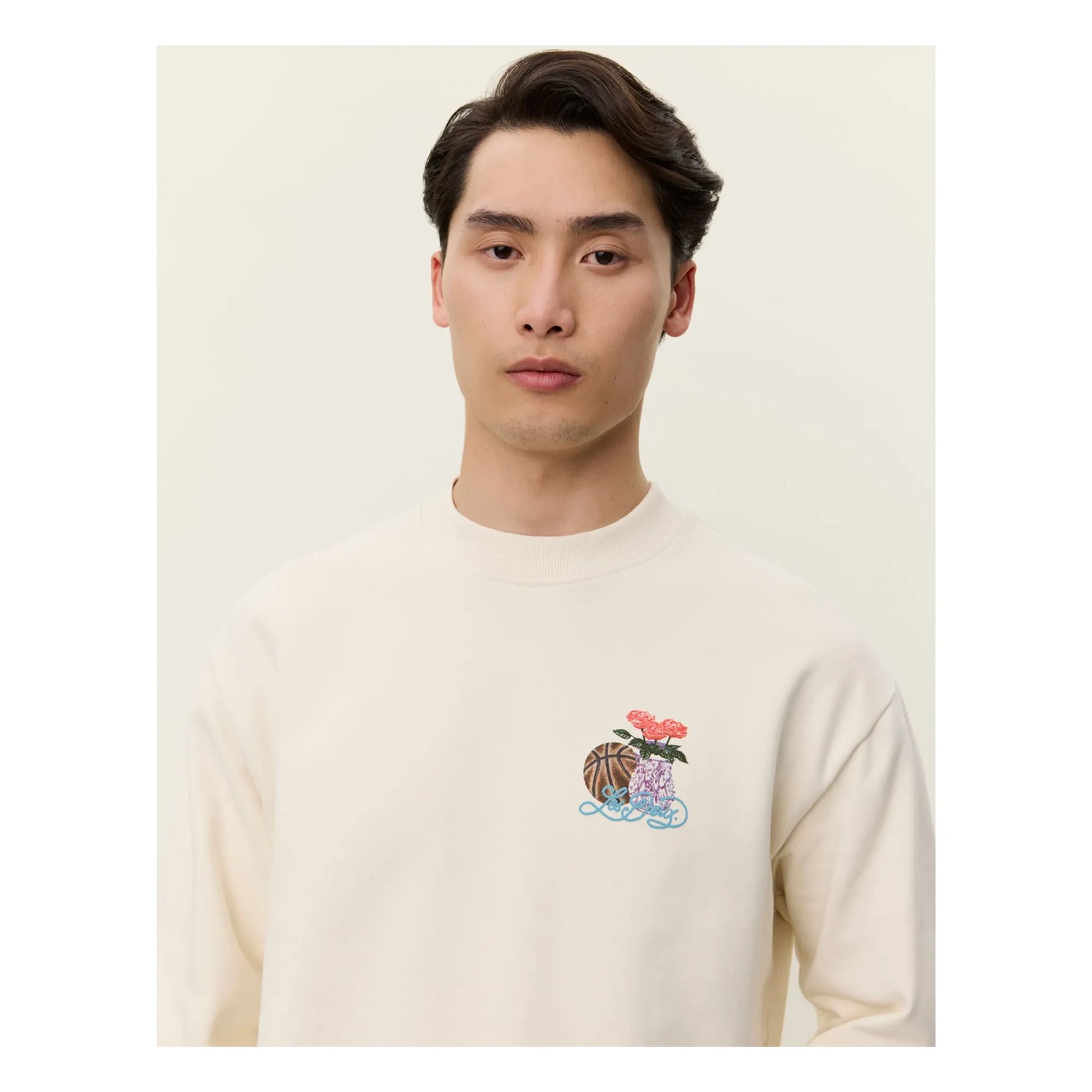 Les Deux - Cole Table Cotton Organic Round Neck Sweater | Ivory