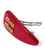 Red Leather Logo Hair Clip