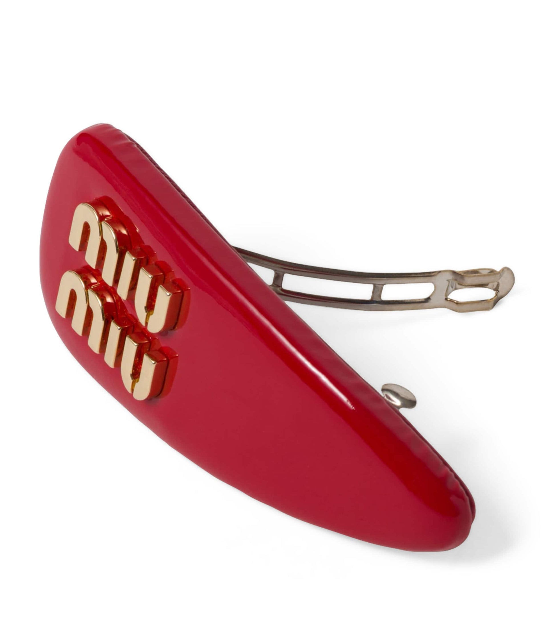 Red Leather Logo Hair Clip