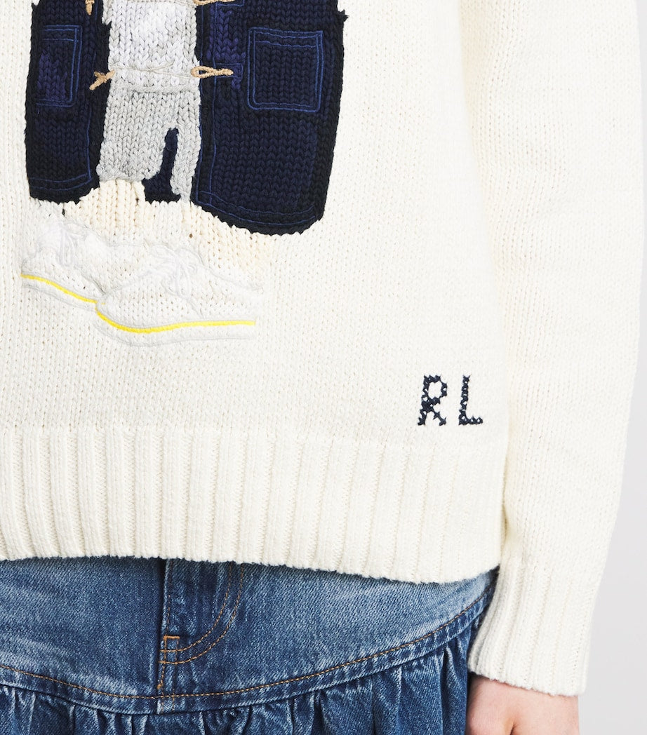 Ivory Cotton-Linen Polo Bear Hoodie