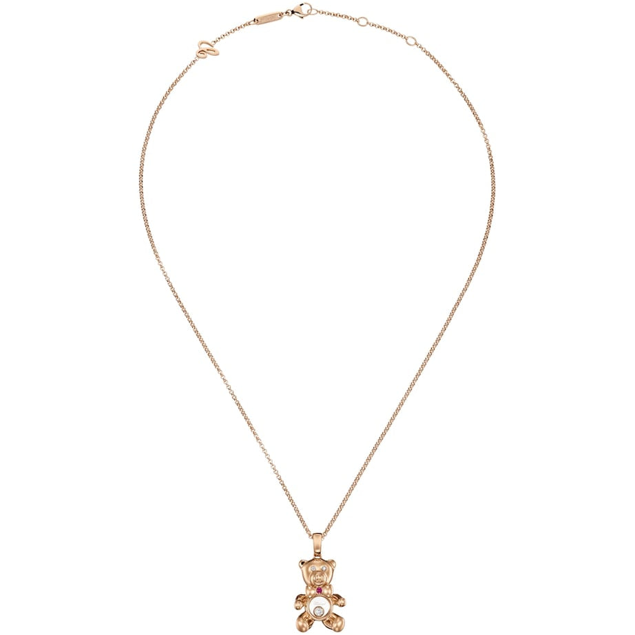 Rose Gold and Diamond Happy Diamonds Teddy Necklace