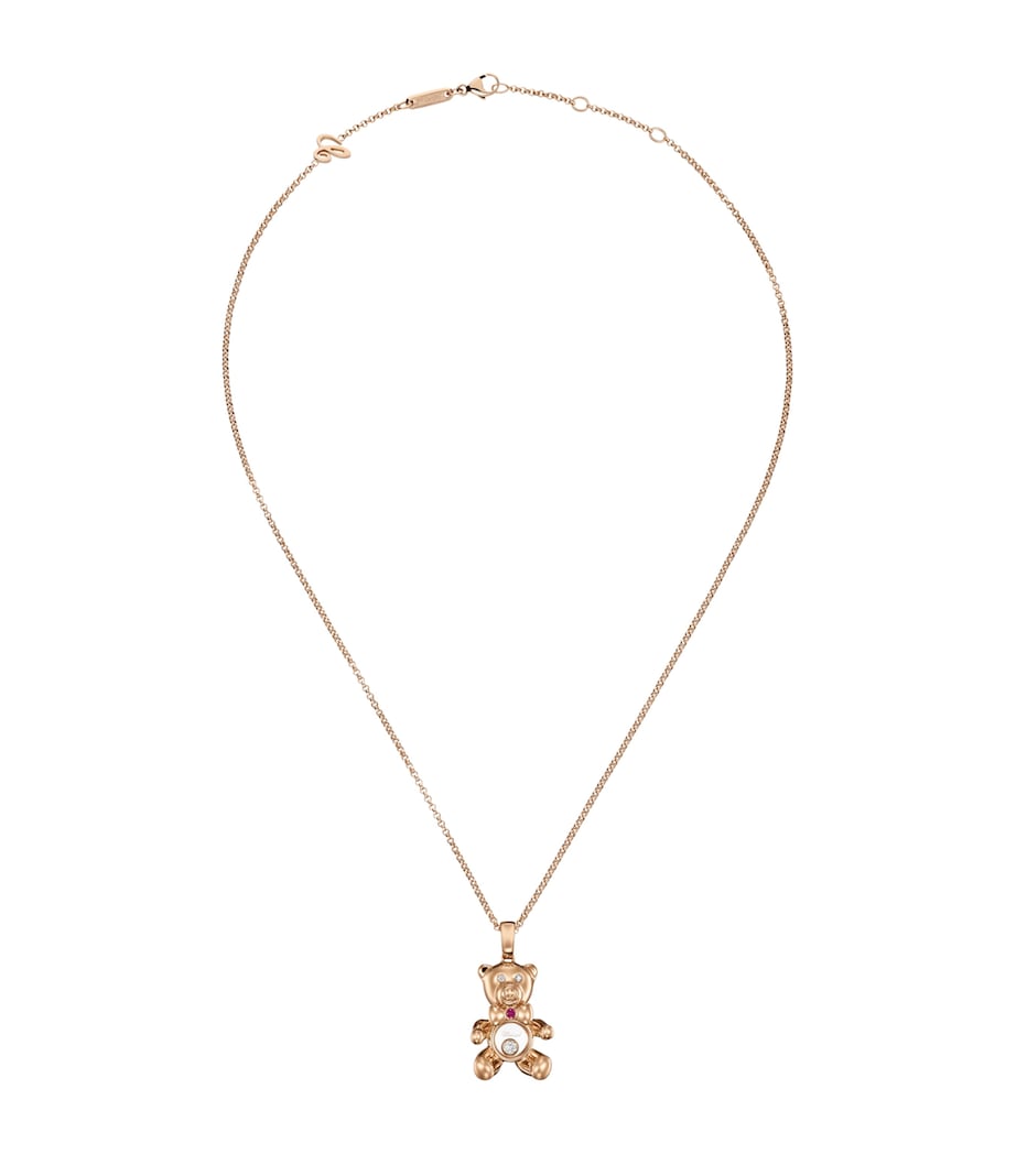 Rose Gold and Diamond Happy Diamonds Teddy Necklace