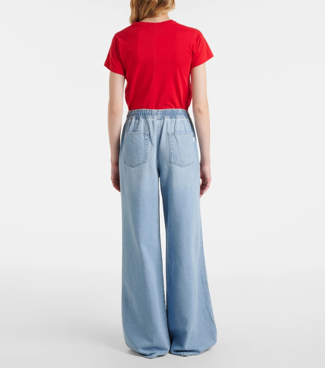7 For All Mankind - بنطلون جينز واسع الساق بخصر عالٍ سهل الارتداء