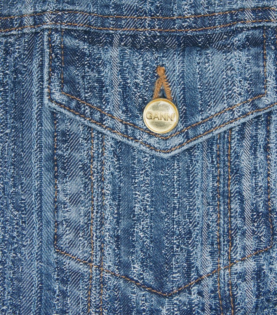 GANNI Blue Denim Open-Back Mini Dress