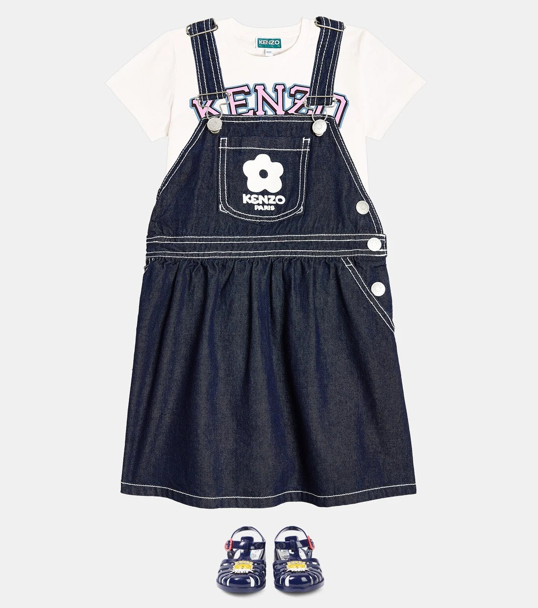 Kenzo Kids - Logo embroidered denim dress