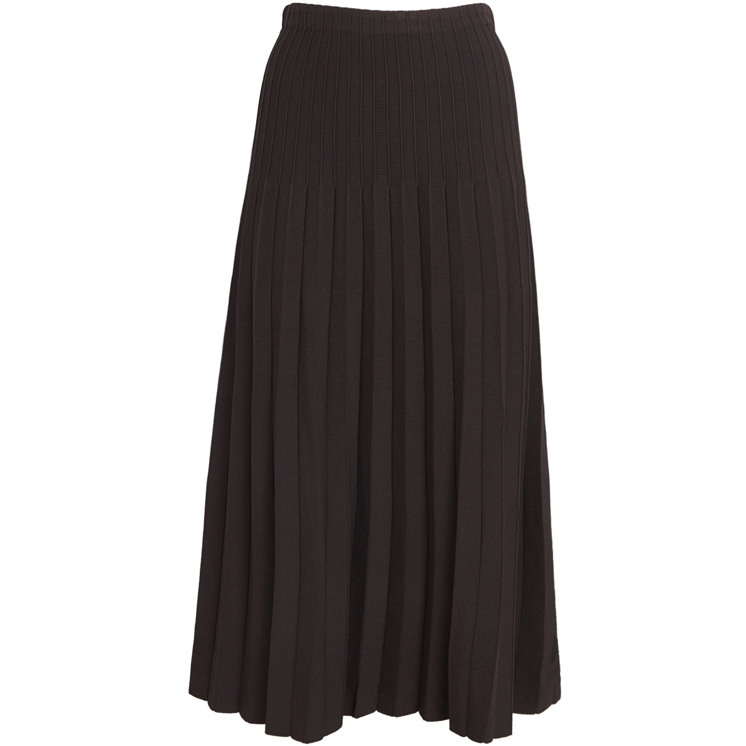 STAUD Brown Ribbed Lena Midi Skirt