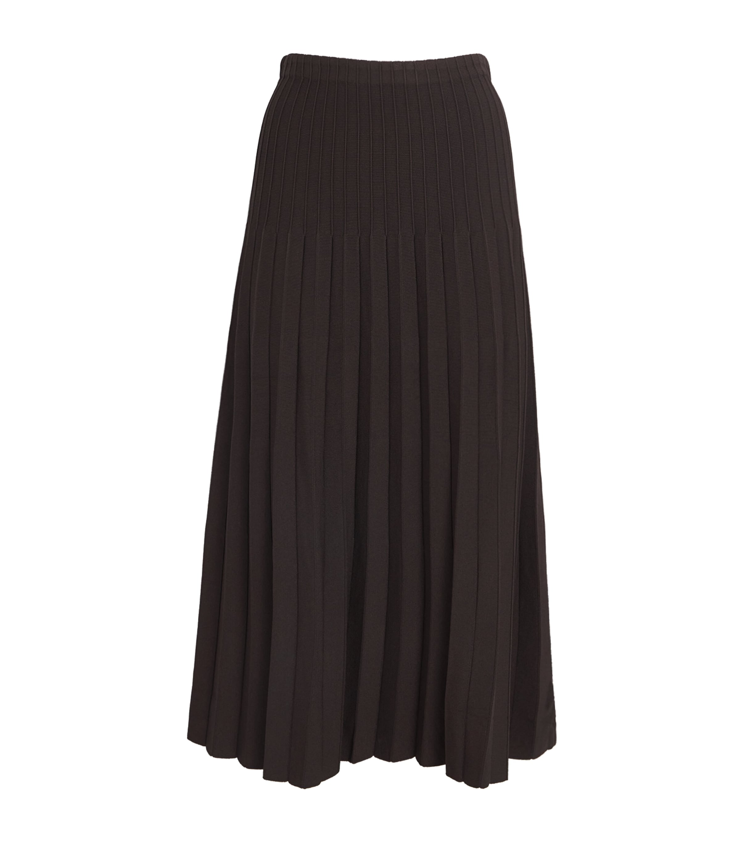 STAUD Brown Ribbed Lena Midi Skirt