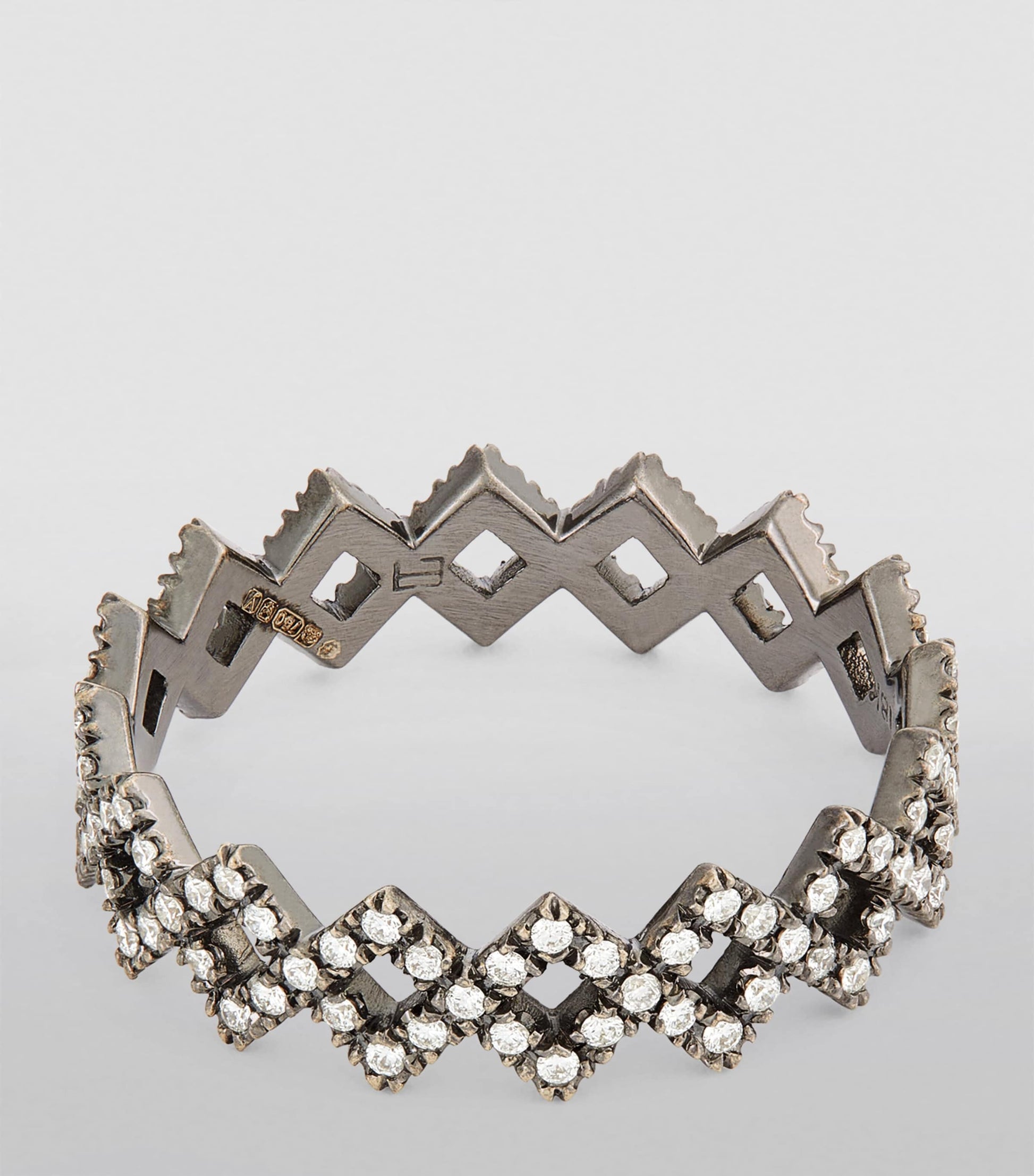 Eva Fehren Blackened White Gold and Diamond Rex Ring