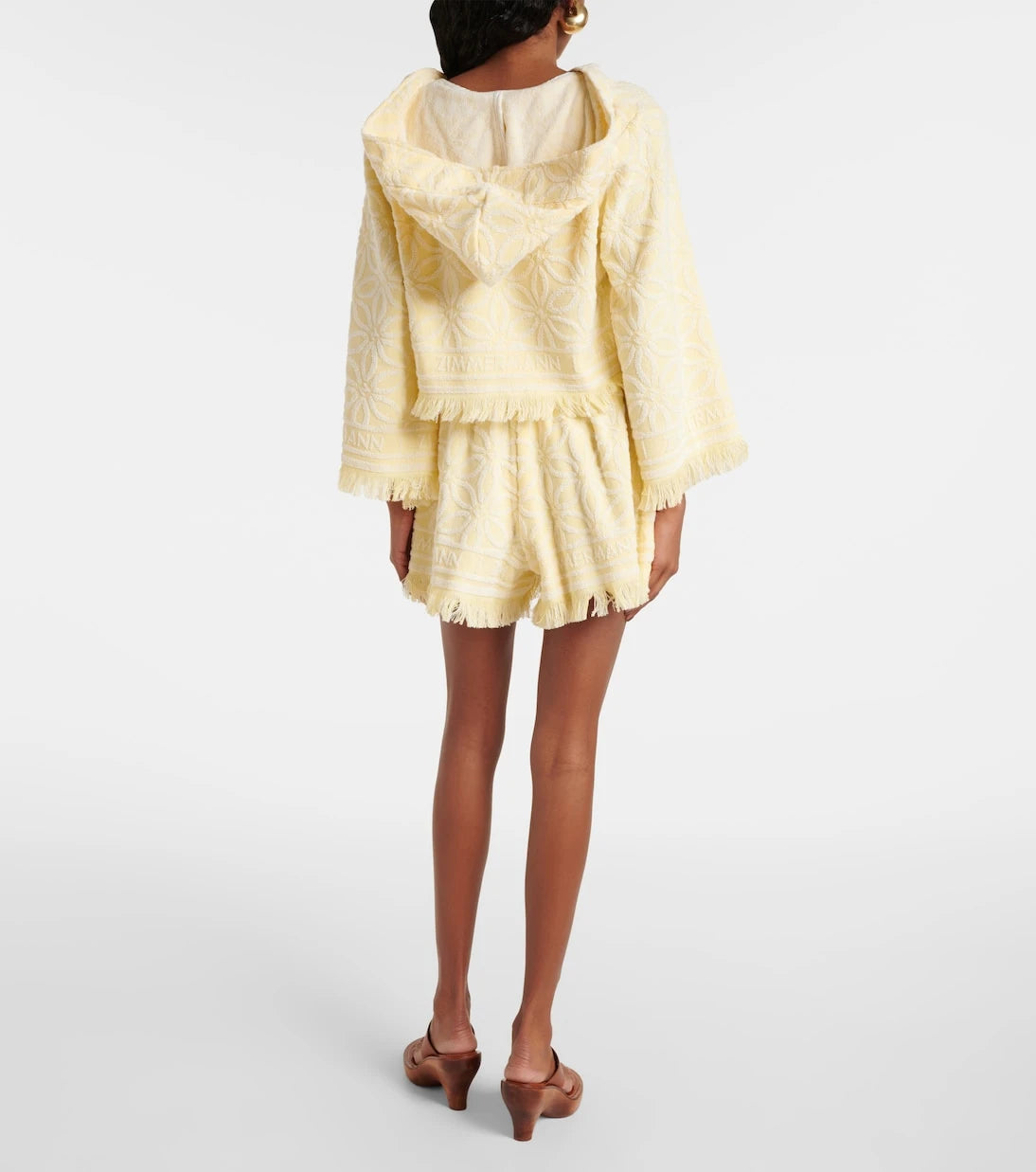 Zimmermann - Coco kapüşonlu pamuklu havlu kumaş crop top