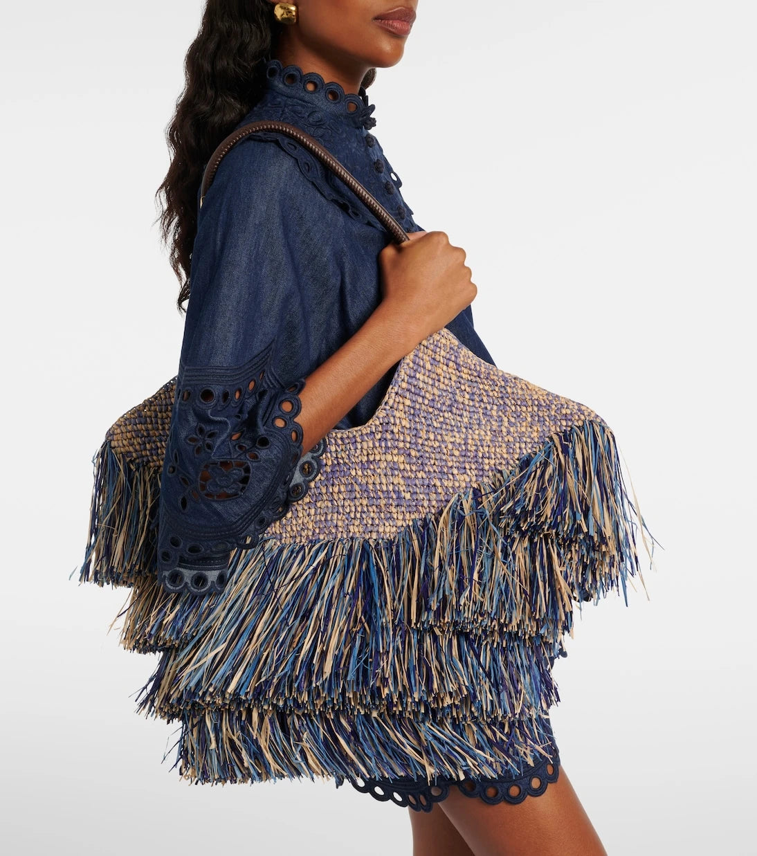 Zimmermann - Goldentime Medium fringed raffia tote bag