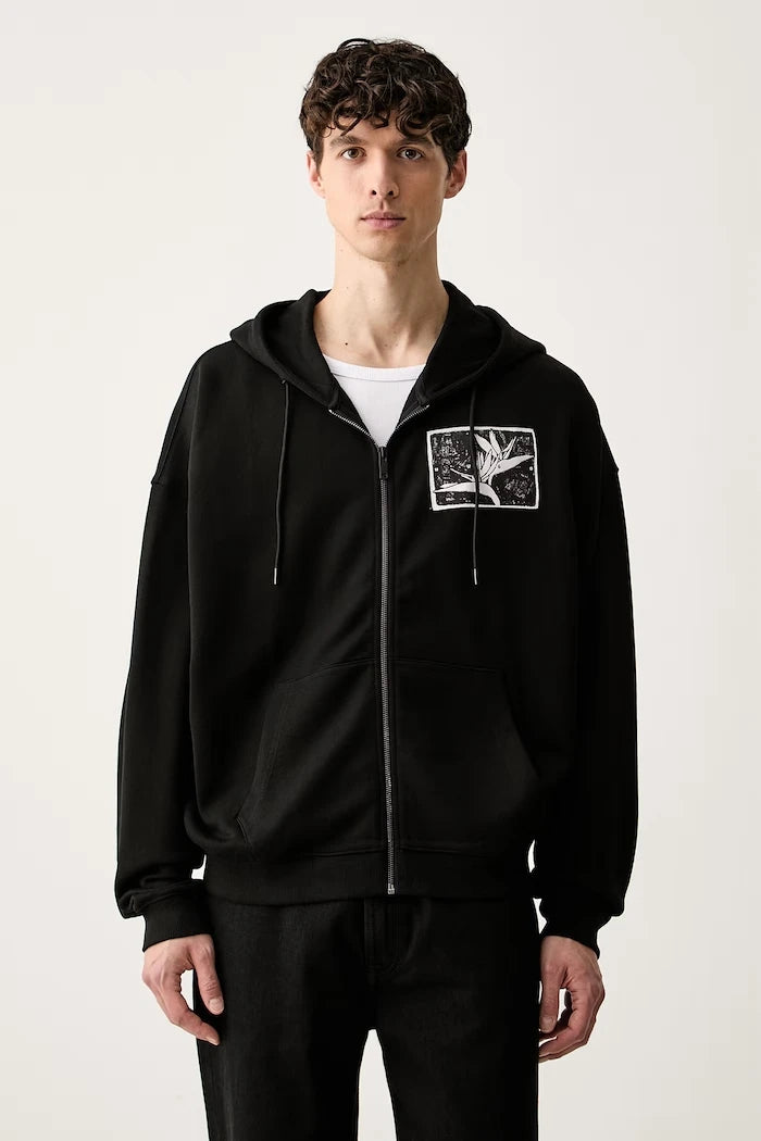 HUGO fermuarlı kapüşonlu erkek pamuklu sweatshirt Darisohood