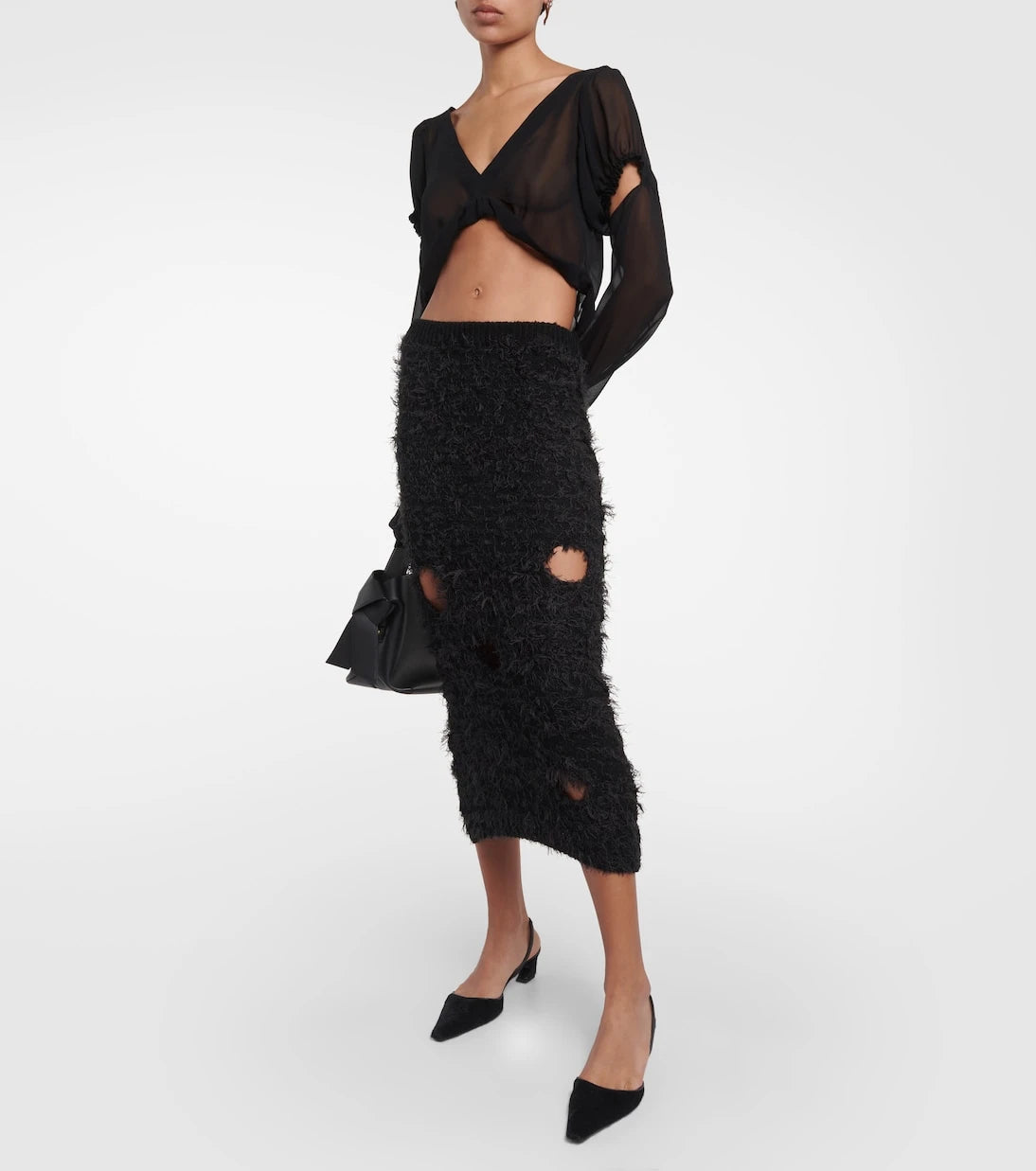 Acne Studios - Cutout wool-blend midi skirt