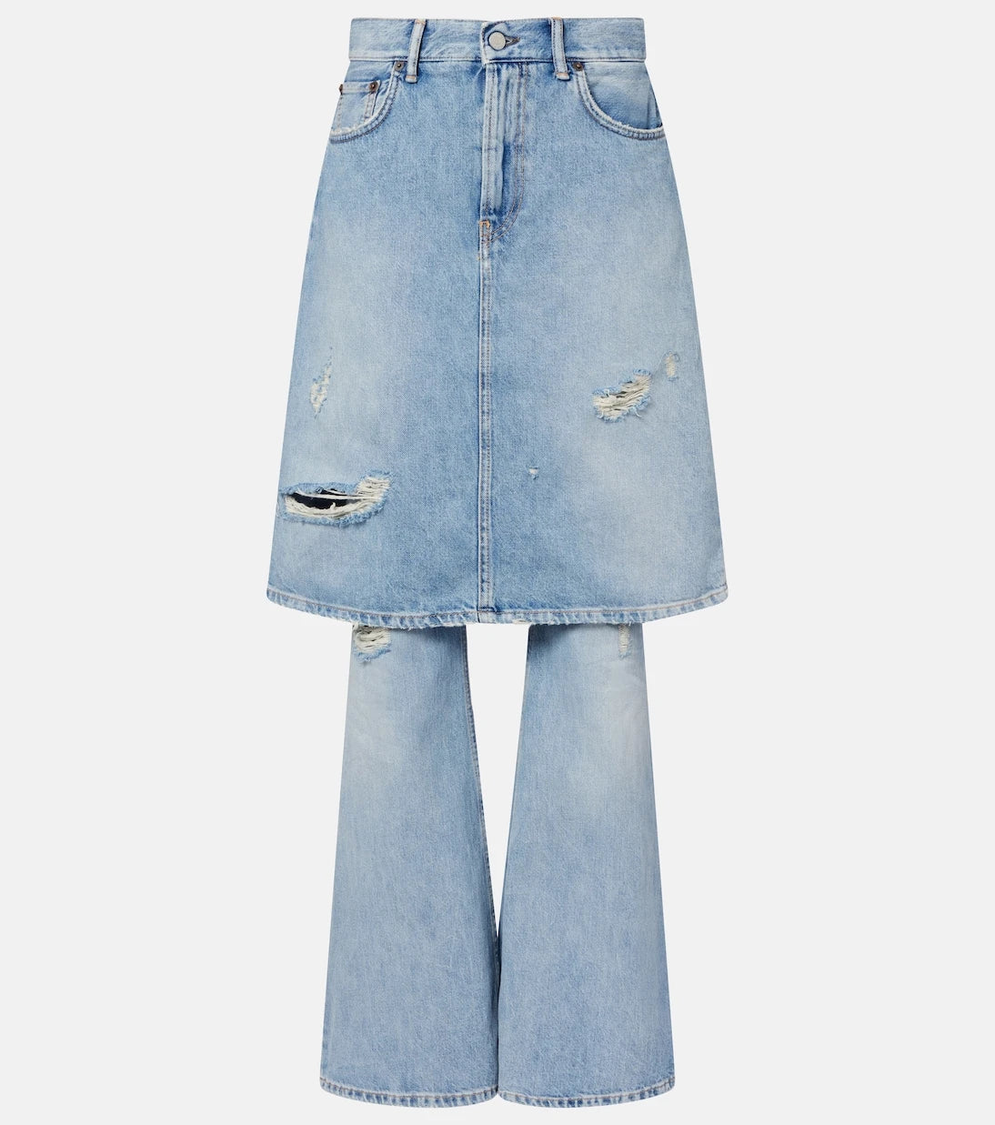 Acne Studios - Distressed layered wide-leg jeans