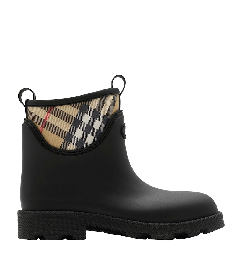 Burberry Black Rubber Nova Check Rain Boots