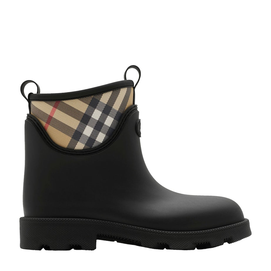 Burberry Black Rubber Nova Check Rain Boots