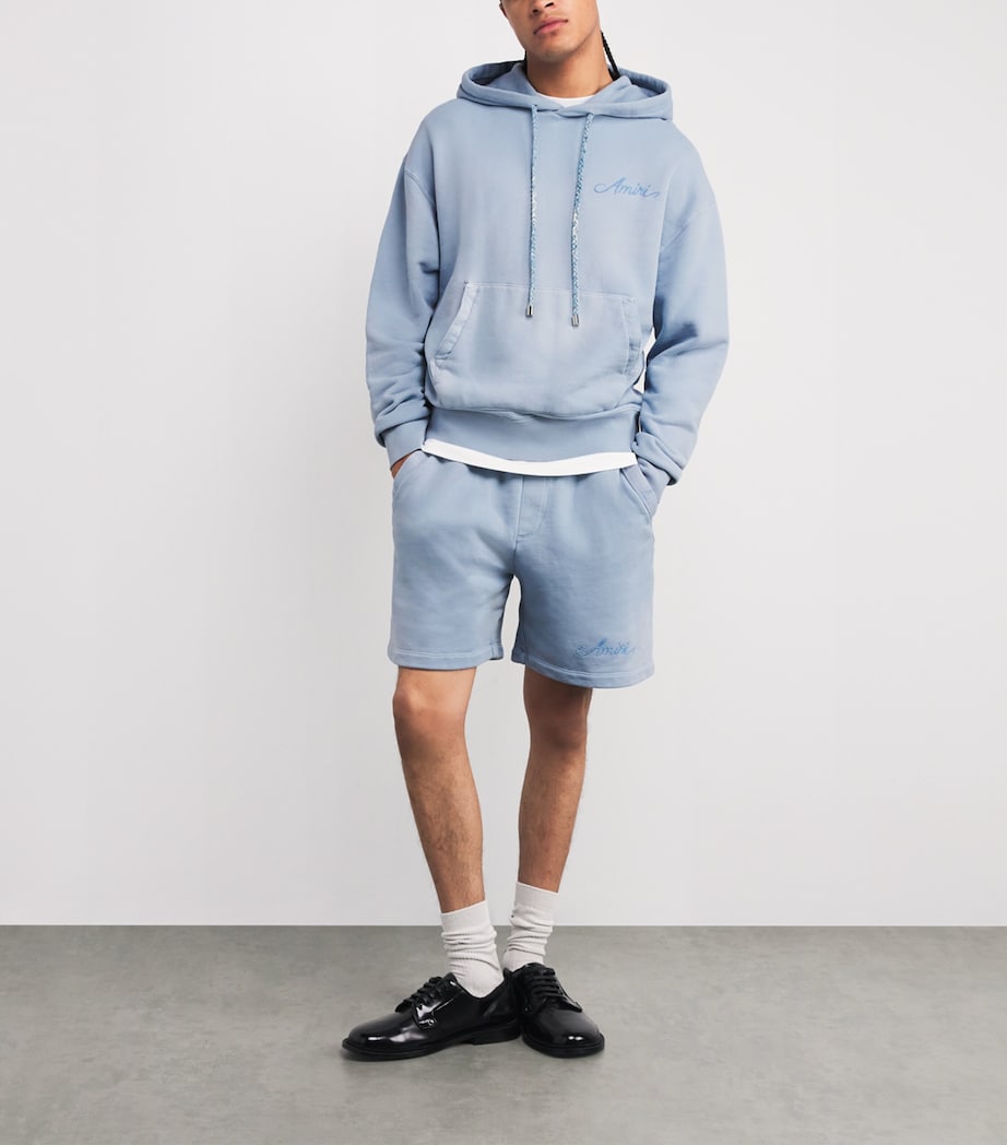 Cotton Bleach Bandana Sweatshorts ASHLEY BLUE