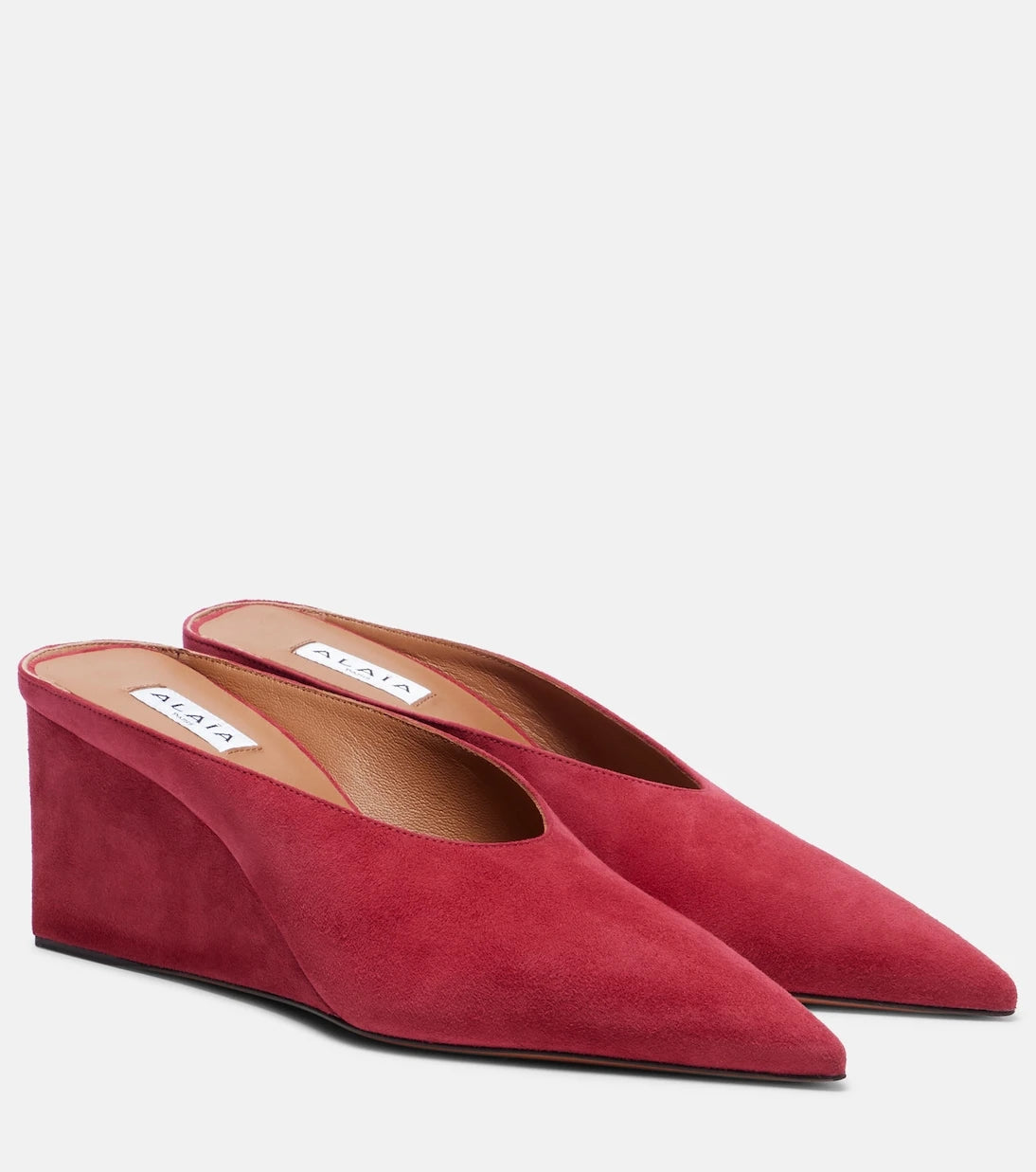 Alaïa - Cube 75 suede wedge mules