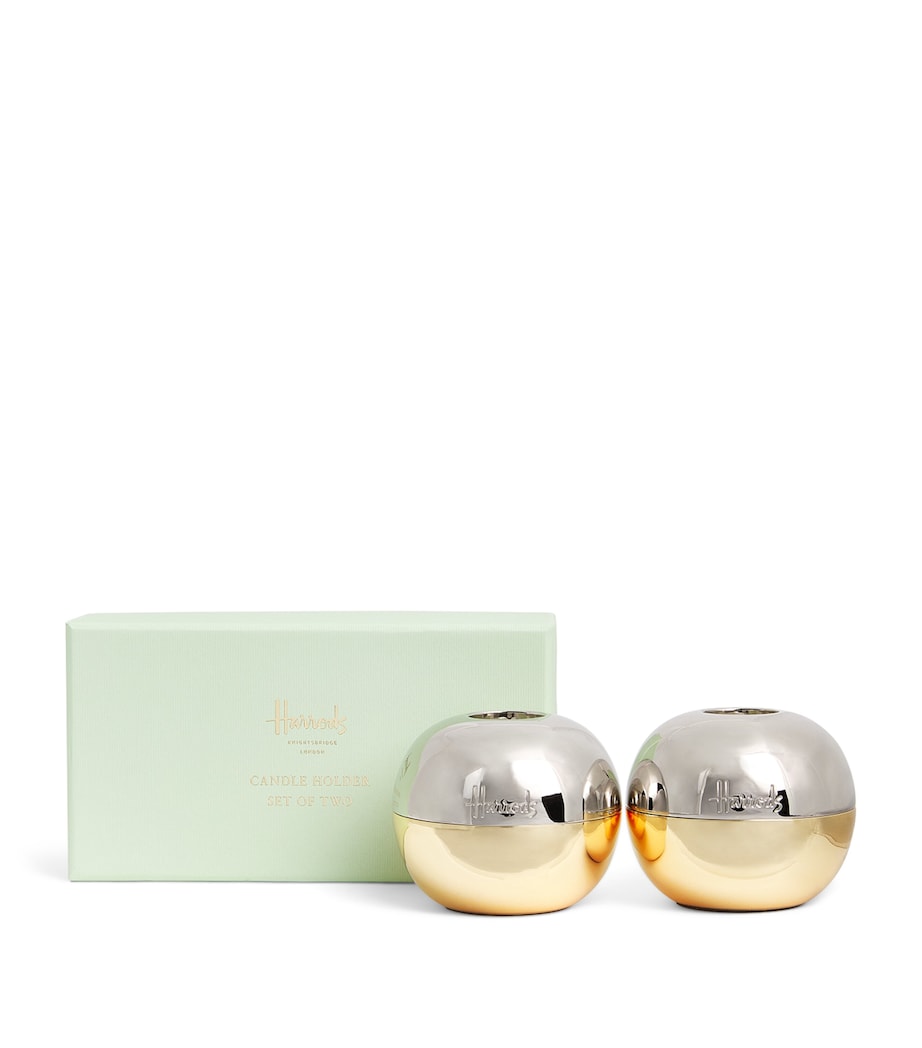 Stainless Steel Two-Tone Candle Holders (Set of 2)