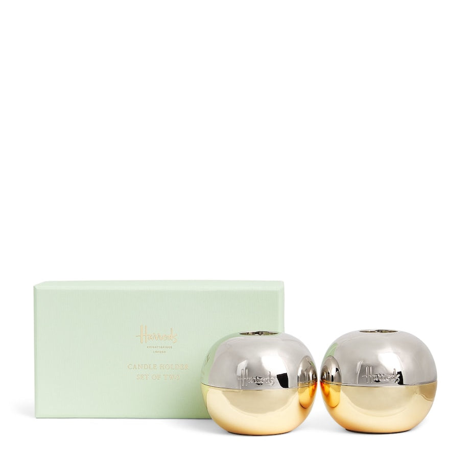 Stainless Steel Two-Tone Candle Holders (Set of 2)