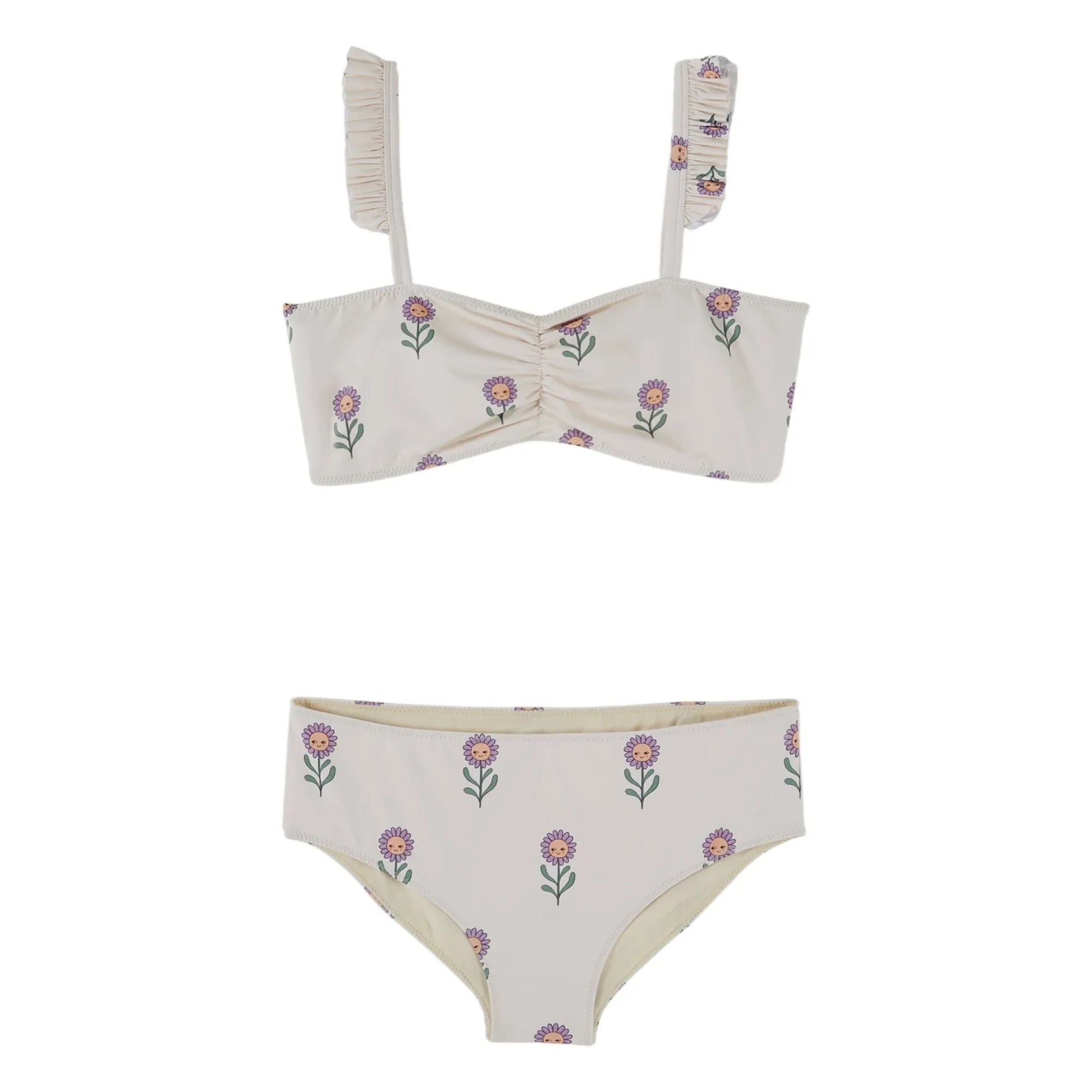 Emile et Ida - Bandeau Floral Swimsuit | Cream