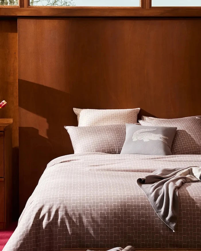 Lacoste L BLOCK Greige 140 x 200 cm Pamuklu Nevresim Kılıfı