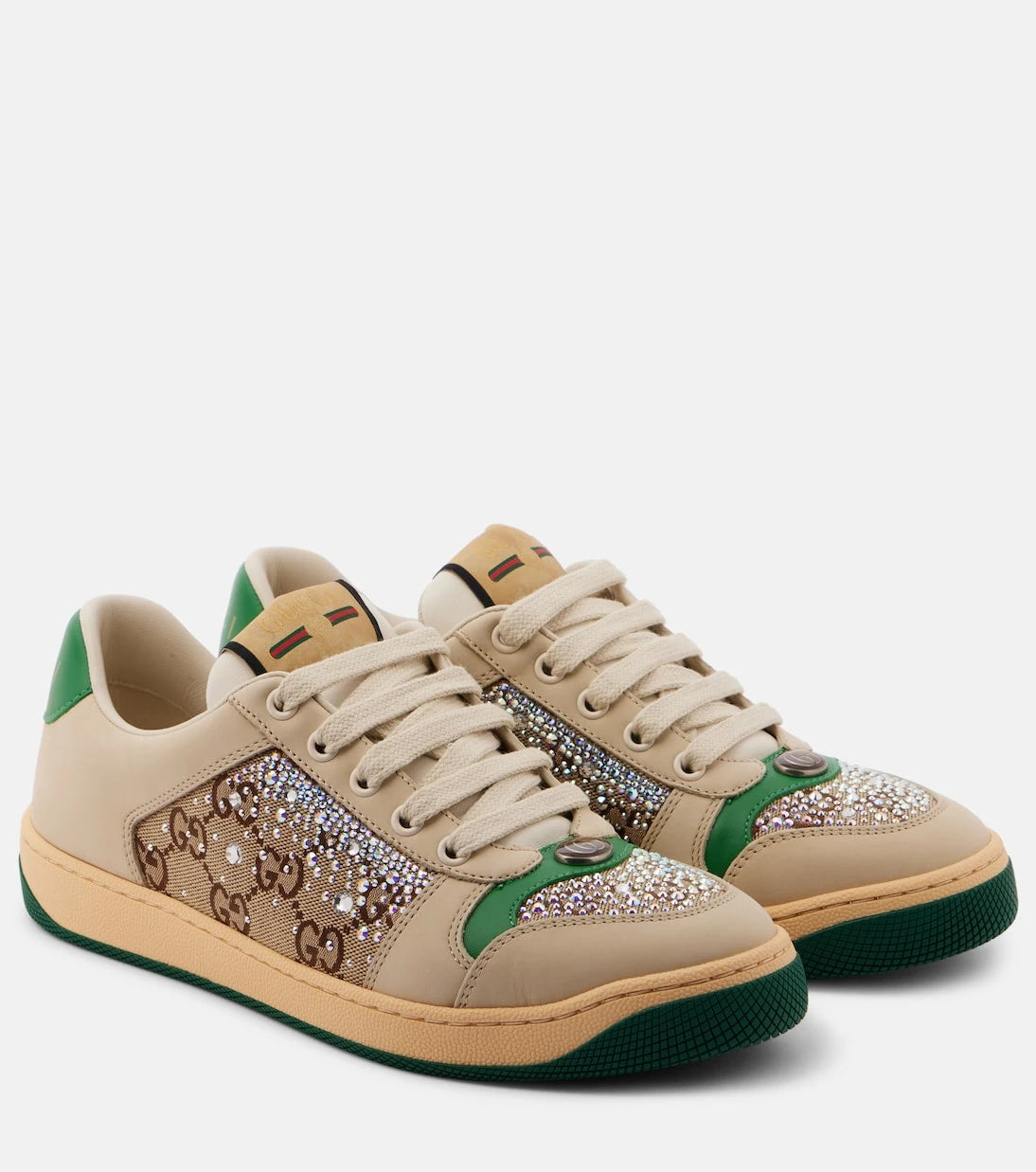 Gucci - Screener embellished leather sneakers