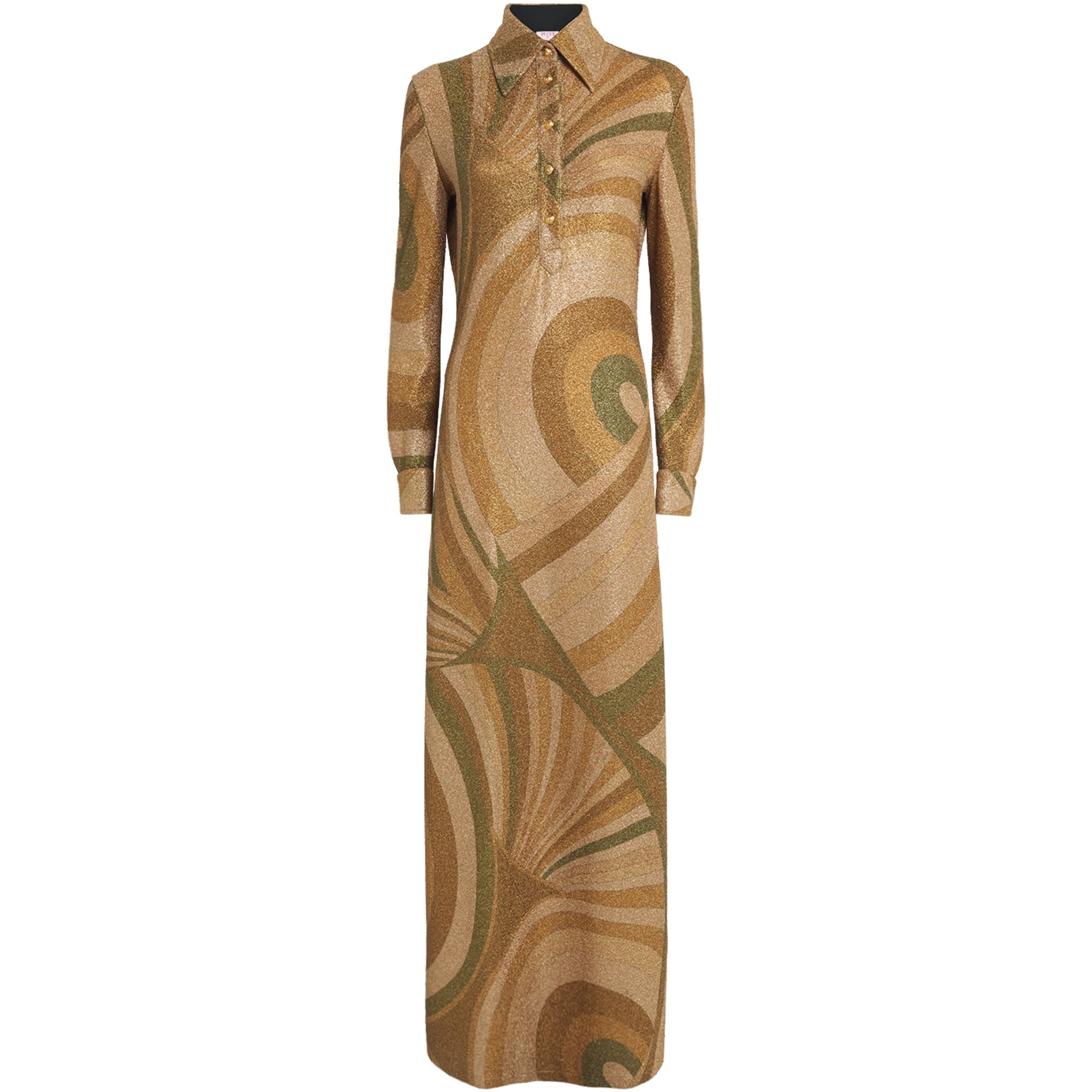 Pucci Gold Lamé Iride Print Maxi Dress