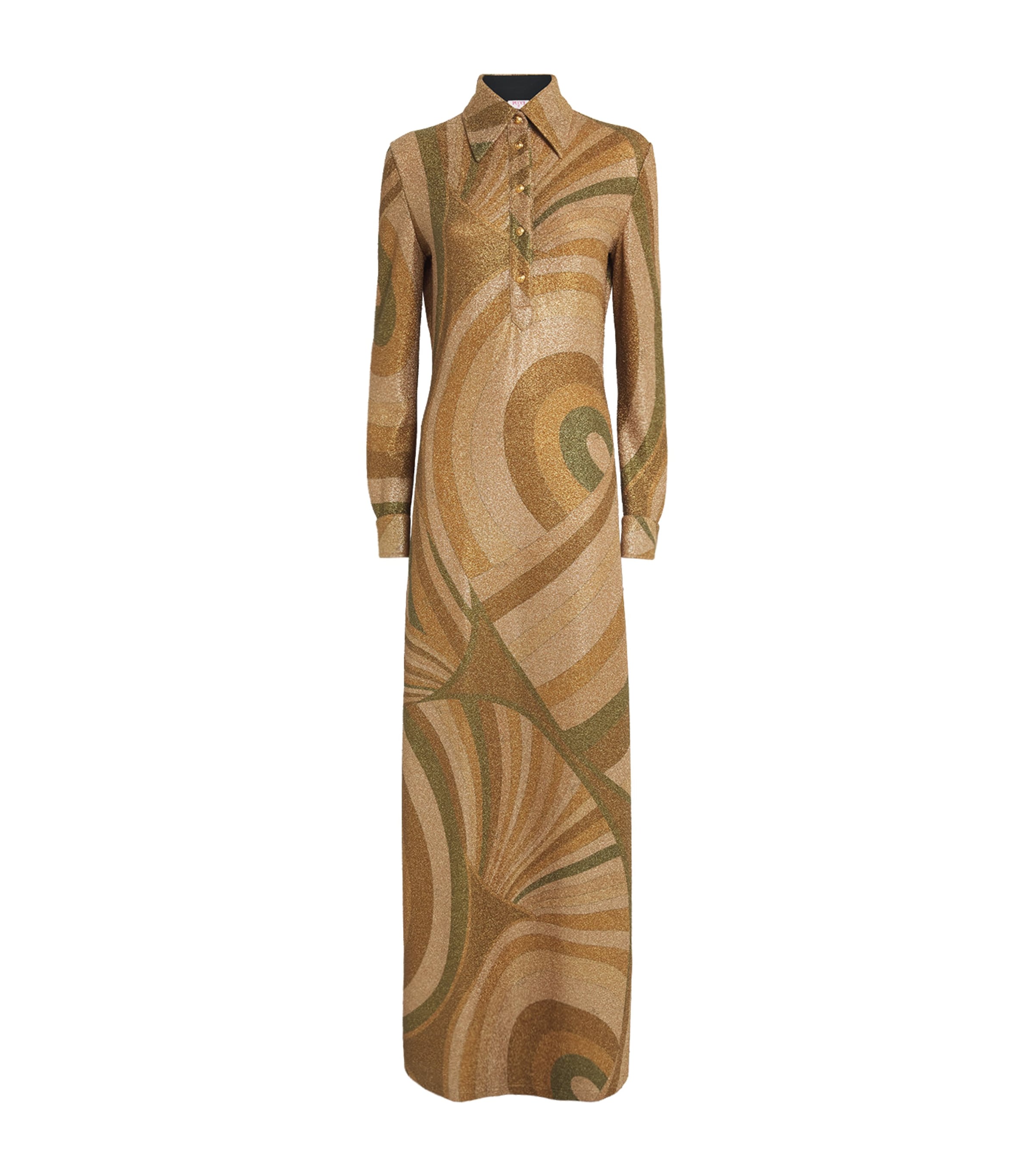 Gold Lamé Iride Print Maxi Dress