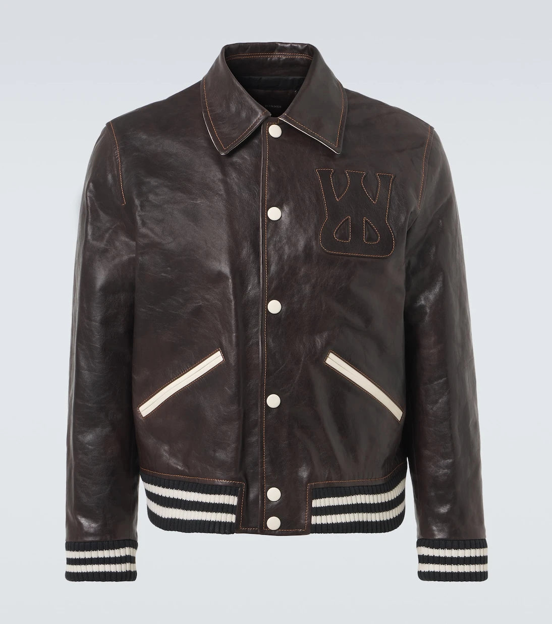 Wales Bonner - Prince leather varsity jacket