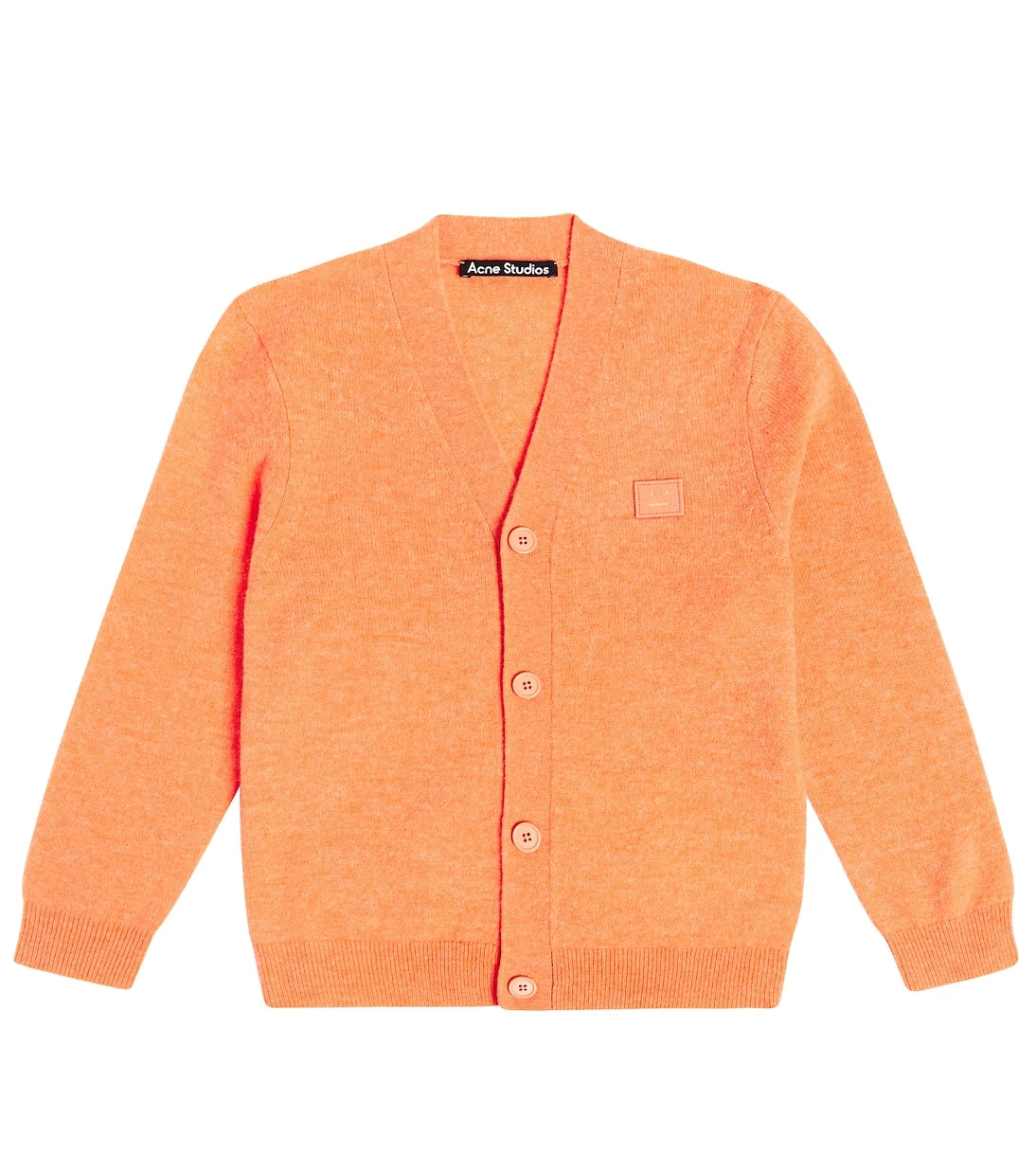 Acne Studios Kids - سترة صوفية برقبة على شكل حرف V وشعار الوجه