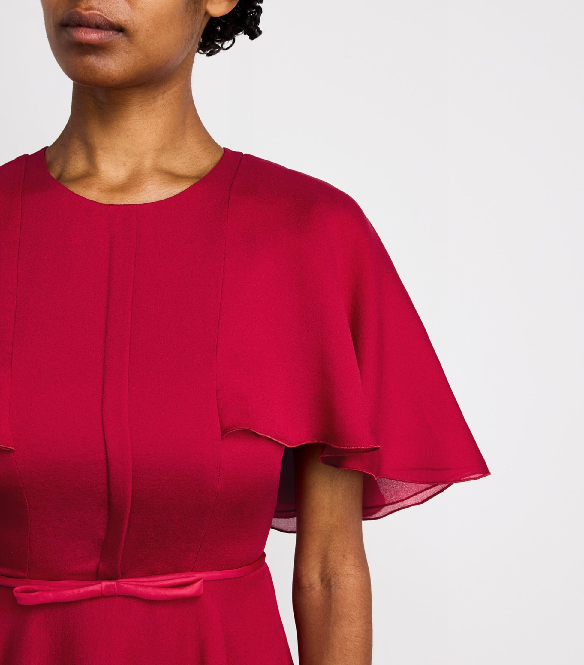 Red Silk Belted Mini Dress