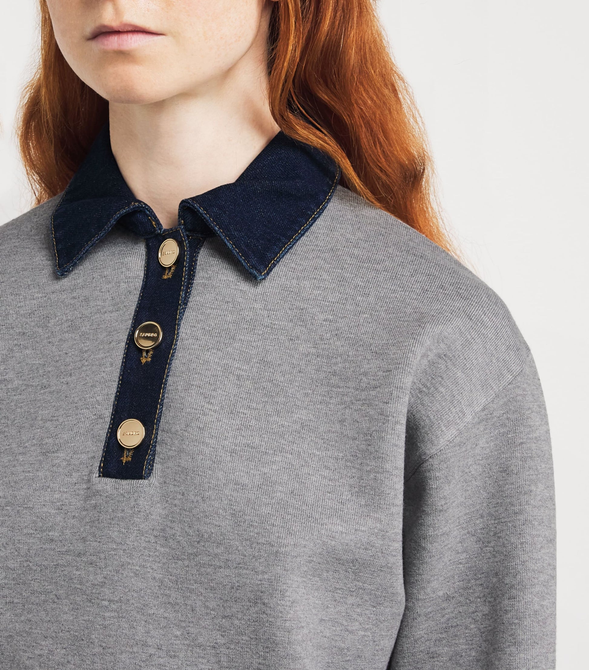 Black Denim-Collar Sweater