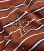 Brown Cotton Stripe Embellished Polo Shirt