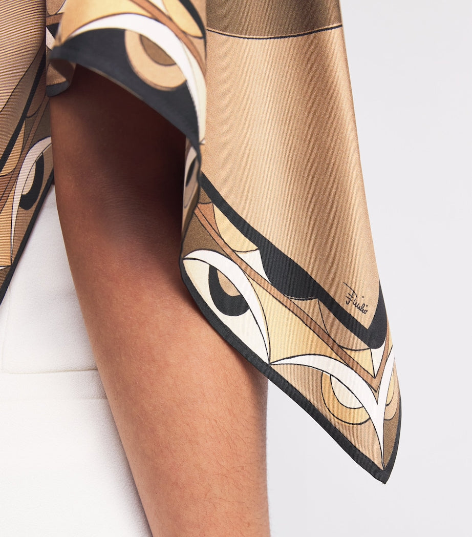 Gold Silk Hawaii Print Blouse