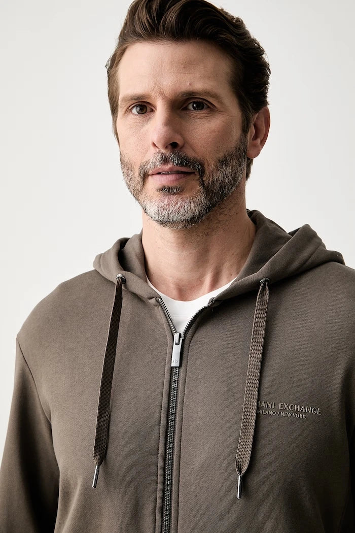 Armani Exchange Erkek Pamuklu Fermuarlı Kapüşonlu Sweatshirt