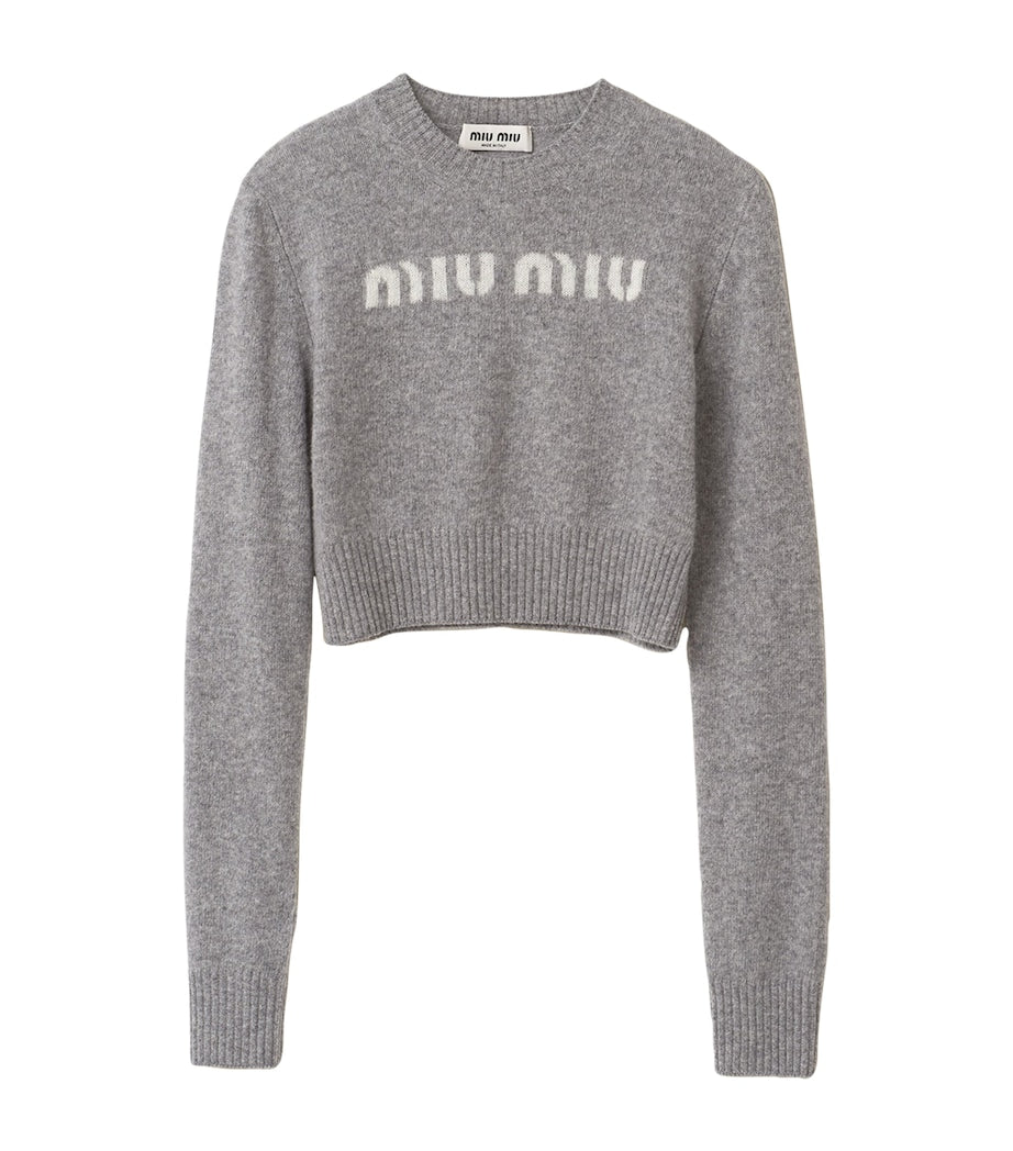 Grey Cashmere Logo Sweater