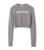 Miu Miu Grey Cashmere Logo Sweater
