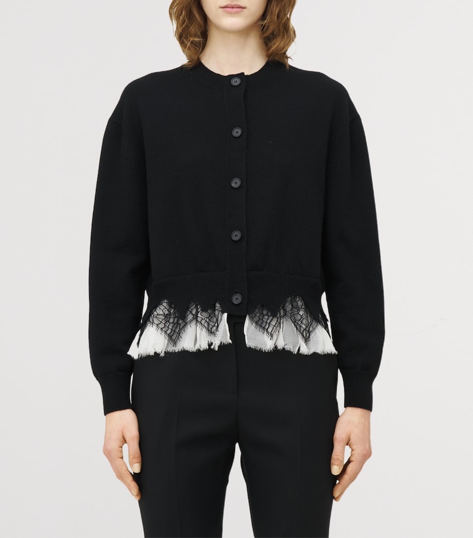 Black Wool-Cashmere Cobweb Cardigan