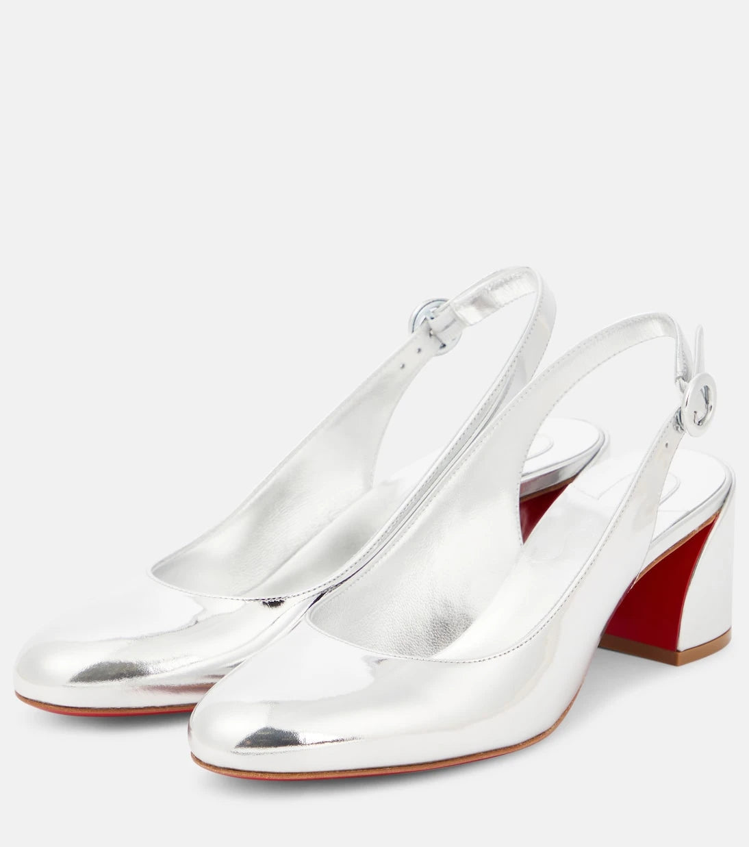 Christian Louboutin - حذاء So Jane Sling بكعب عالٍ ومفتوح من الخلف من الجلد الميتاليك