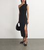 Maje Black Ribbed Press-Stud Midi Dress