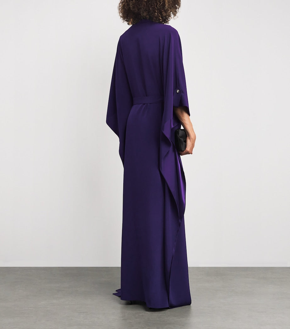 Purple Satin Kaftan Maxi Dress
