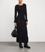 Rhinestone-Embellished Knitted Maxi Dress BLACK